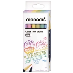 Flamaster Dessert Pastel dwustronny wodny z pędzelkami 6 kol. Monami (170-2780)