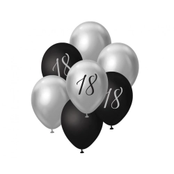 Balon gumowy Beauty&Charm srebrno-czarny numer 18, 7 szt. mix 12cal Godan (BB-18S7)