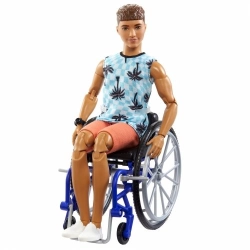 Lalka na wózku inwalidzkim w koszulce w palmy [mm:] 290 Barbie (HJT59)
