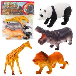 Figurka Zwierzęta Safari Panda Żyrafa Lew Hipopotam 4 szt. Lean (24980)