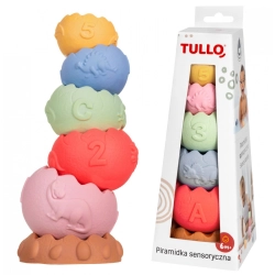 Układanka Edukacyjna piramidka sensoryczna, bez dziurki. Tullo (611)