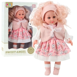 Lalka Sweet Angel W Różowej Sukience W Kwiatki Bezrękawnik Opaska [mm:] 360 Lean (23374)