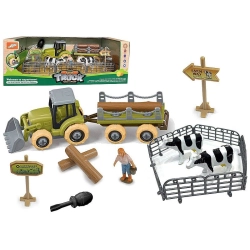 Traktor zestaw farma, traktor do skręcania, z przyczepą i drzewem, ze śrubokrętem, zwierzęta, zagroda Adar (622371)