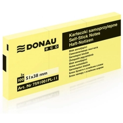 Notes samoprzylepny (karteczki) Eco żółty 100k [mm:] 38x51 Donau (7591001PL-11)