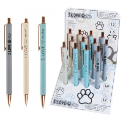 Długopis Zenith 4 12 SZT I LOVE PETS 5907464223868 wkład niebieski 1,0mm Cresco (230004)