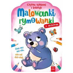Książka dla dzieci Malowanki rymowanki z misiem. Czytam sylabami i koloruję Aksjomat