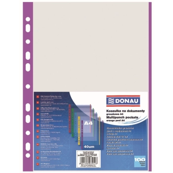 Koszulki na dokumenty Donau krystaliczna A4 kolor: przezroczysty typu L 40 mic. (1774100PL)