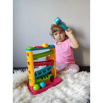 Zabawka edukacyjna Smily Play zjeżdżalnia z piłeczkami i młotkiem (SP82932)