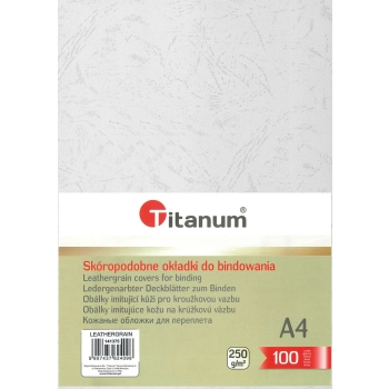 Karton do bindowania Titanum skóropodobny A4 - biały 250g