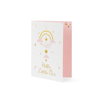 Kartka składana Partydeco z zawieszką Bocian, jasny różowy [mm:] 140x200 (KAZ1)