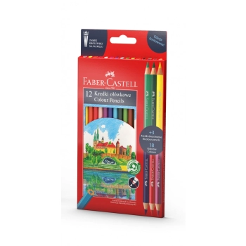 Kredki ołówkowe Faber Castell dwustronne Wawel 12+3 kol. (201480 FC)