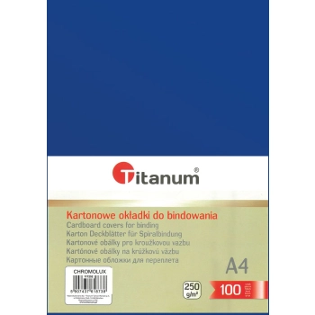 Karton do bindowania Titanum błyszczący - chromolux A4 - niebieski 250g