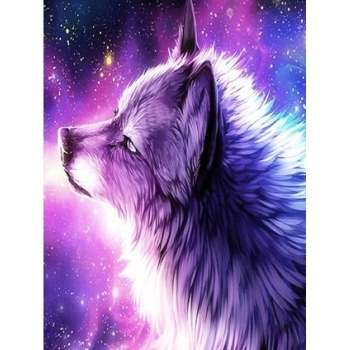 Zestaw kreatywny Norimpex Diamentowa mozaika fioletowy portret wilczek 40x30cm (NO-1004866)