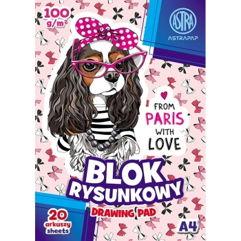 Blok rysunkowy Astra Puppy&unicorn&mini A4 biały 100g 20k (106021001)