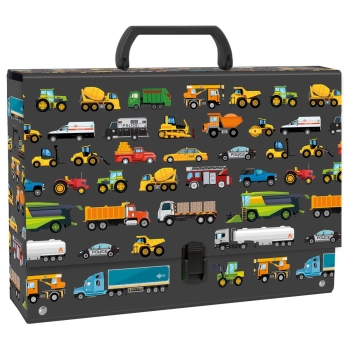 Teczka z szerokim grzbietem na zatrzask Derform Pojazdy A4 kolor: różne (TRGPO)