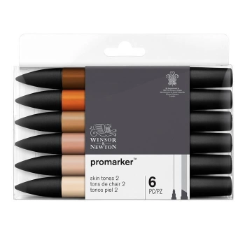 Marker specjalistyczny Winsor Zestaw 6 kolorów Promarker Skin Tones 2, mix z brokatem (0290115)