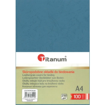 Karton do bindowania Titanum skóropodobny A4 - niebieski 250g
