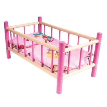 Łóżeczko Lazur Mix drewniane kolor składane z pościelą 60cm