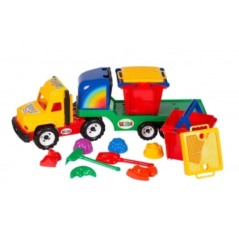 Zestaw do piasku Lazur Mix ciężarówka piaskarka + akcesoria