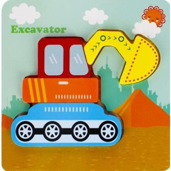 Układanka Mega Creative drewniana, koparka 4 el. (500635)