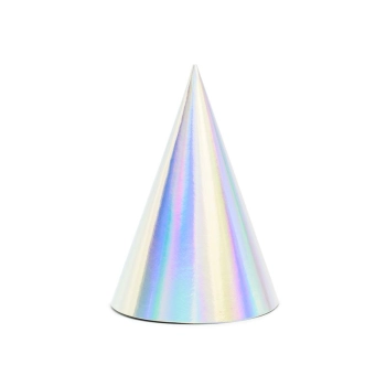 Czapka party Partydeco opalizujący, 16cm (1 op. / 6 szt.) - srebrna (CZAP6-017)