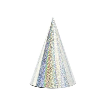 Czapka party Partydeco holograficzna 16cm (1 op. / 6 szt.) - srebrna (CZAP6-018)