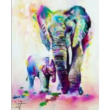 Zestaw kreatywny Norimpex malowanie po numerach - słonie (NO-1005610)