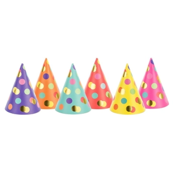 Czapka party Partydeco Kropki, mix, 16cm - mix (CPP25)