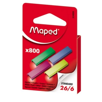 Zszywki 26/6 Maped 26/6 kolorowe 800 szt (324806)