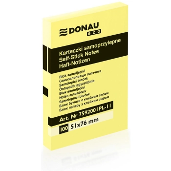 Notes samoprzylepny Donau Eco żółty 100k [mm:] 51x76 (7592001PL-11)