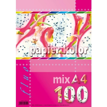 Papier kolorowy Kreska fluo A4 - mix 80g