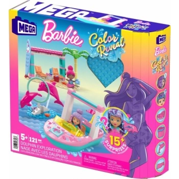 Klocki plastikowe Mega Bloks Barbie Color Reveal przygoda z delfinami (HHW83)