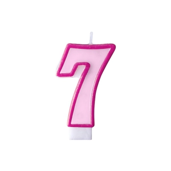 Świeczka urodzinowa Partydeco Cyferka 7 w kolorze różowym 7 centymetrów (SCU1-7-006)