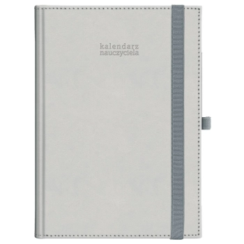 Kalendarz książkowy (terminarz) 5905031841538 Wydawnictwo Wokół Nas NAUCZYCIELA NEBRASKA z gumką A5 (A5TN070B  srebrny)