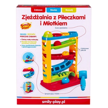 Zabawka edukacyjna Smily Play zjeżdżalnia z piłeczkami i młotkiem (SP82932)