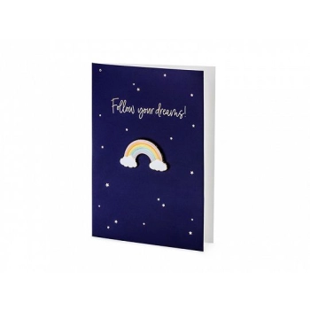 Kartka składana Partydeco z pinem tęcza (KAR5)