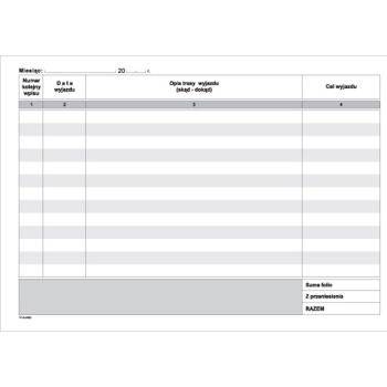 Druk offsetowy Michalczyk i Prokop Ewidencja przebiegu pojazdów (bez kosztów) A5 A5 32k. (K17)