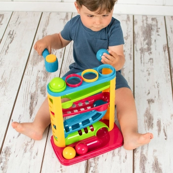 Zabawka edukacyjna Smily Play zjeżdżalnia z piłeczkami i młotkiem (SP82932)