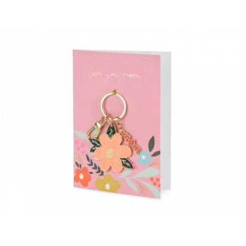 Kartka składana Partydeco z breloczkiem, Love you mom [mm:] 120x160 (KABR1)