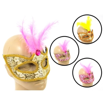 Maska One Dollar karnawał z piórami (363946)