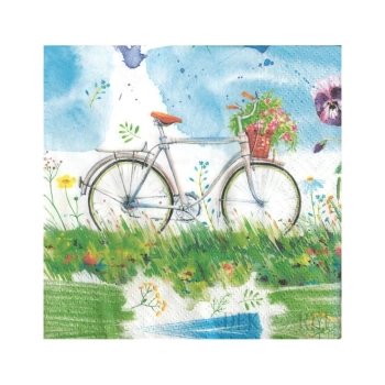 Serwetki Paw Lunch Watercolour Bicycle - mix nadruk [mm:] 330x330 (SDL134700)