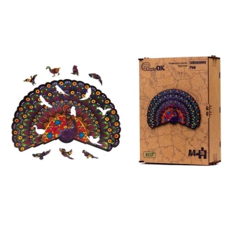 Puzzle Maksik drewniane eko 78 Luksusowy paw A4 (PE7358)