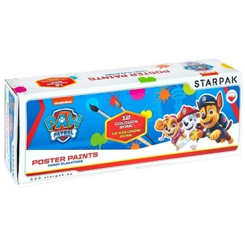 Farby plakatowe Starpak Paw Patrol 12 kolorów kolor: mix 20ml 12 kolor. (352979)