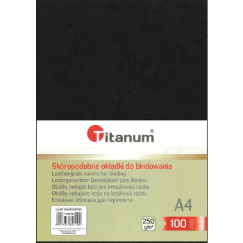 Karton do bindowania Titanum skóropodobny A4 - czarny 250g