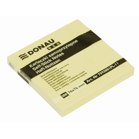 Notes samoprzylepny (karteczki) Eco żółty 100k [mm:] 76x76 Donau (7593001PL-11)