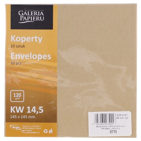 Koperta pearl złota p złota [mm:] 145x145 Galeria Papieru (280715) 10 sztuk