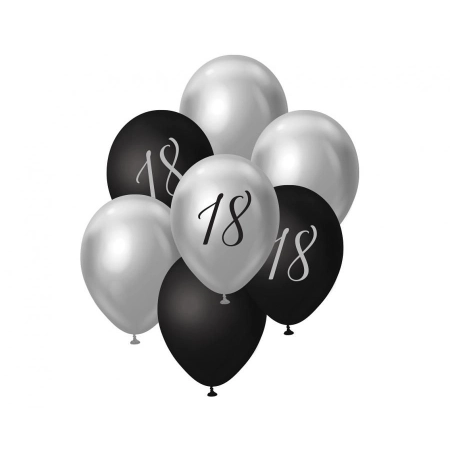 Balon gumowy Beauty&Charm srebrno-czarny numer 18, 7 szt. mix 12cal Godan (BB-18S7)
