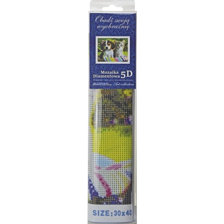 Zestaw kreatywny Diamentowa mozaika 30x40cm Pies i kot w koszyku Flamingo Line (1(89))