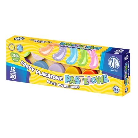 Farby plakatowe pastelowe kolor: mix 20ml 12 kolor. Astra (30118001)
