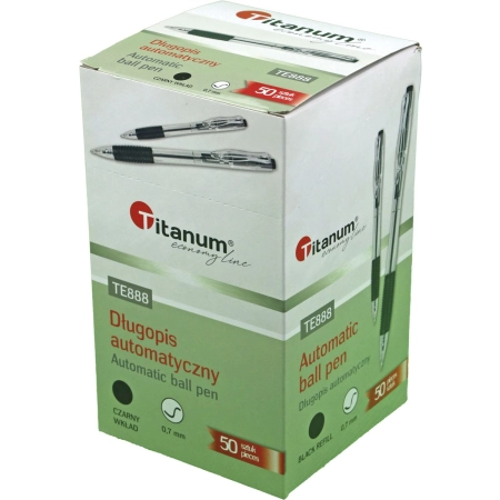 Długopis olejowy automatyczny wkład czarny 0,7mm Titanum (BPGBLACK ECONOMY)